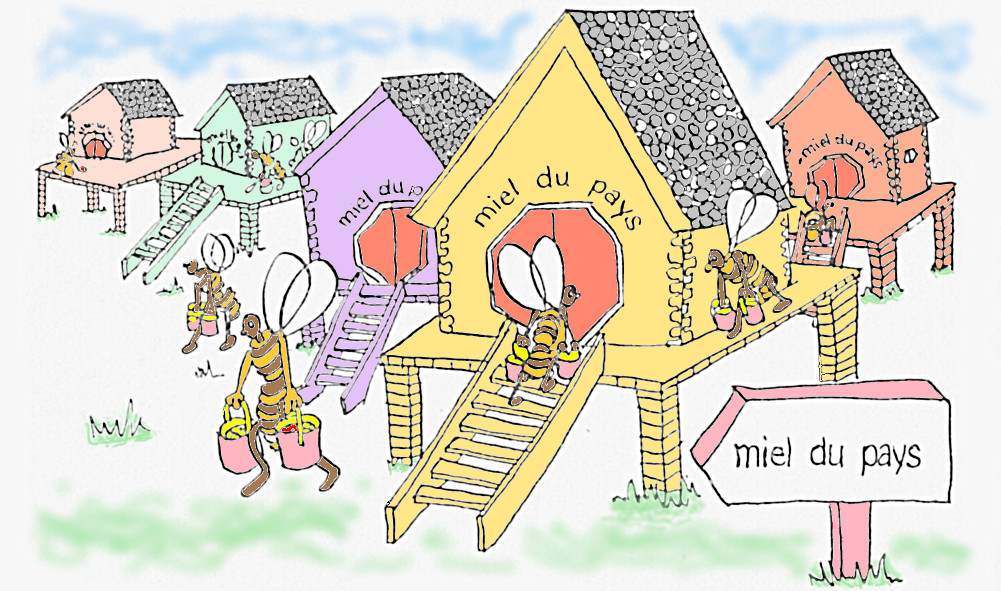 Illustration rucher miel du pays